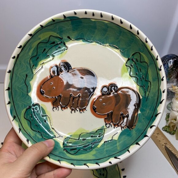 2 DEBRA CHERNIAWSKY CERAMIC PLATE Bowl MOOSE POTTERY 1996 TABLE ARTS - Picture 2 of 15